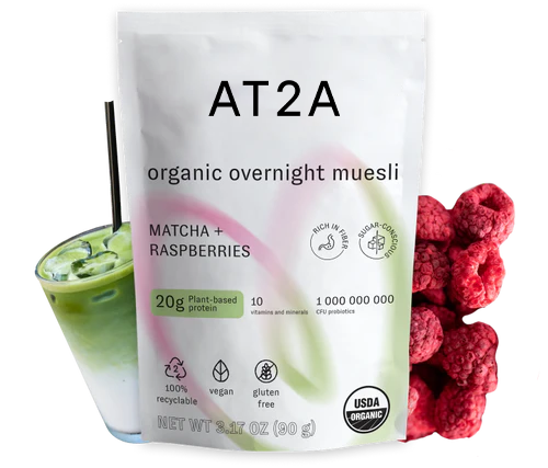 Matcha + Raspberries